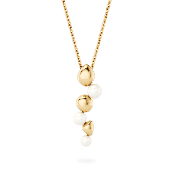 Drop Necklace in Yellow Gold with Pearls